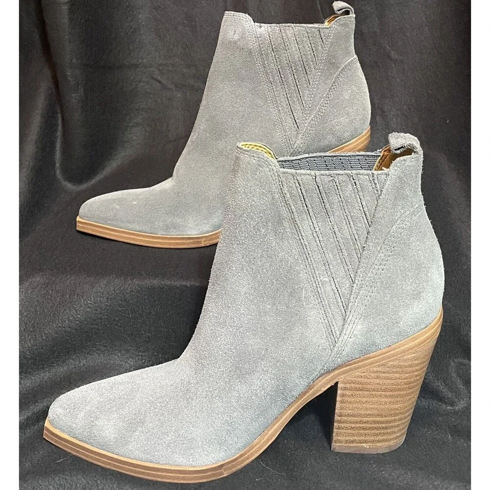 NEW Marc Fisher Gadri Ankle Suede Boots Womens 6.5 Gray Western Cowgirl Boho Y2K